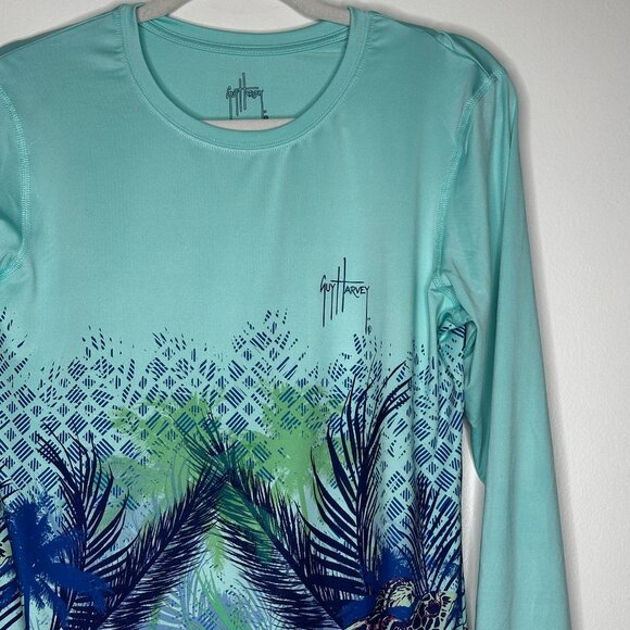 Guy Harvey Performance Long Sleeve Shirt Women's Medium Sea Turtle Floral UV SPF - Picture 2 of 7